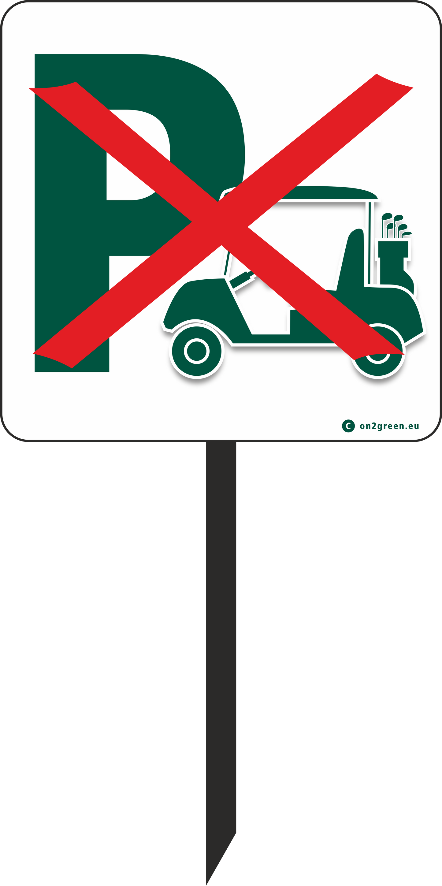 Golfskylt art. 72: "Förbud parkering av golfbilar" (20x20 cm)
