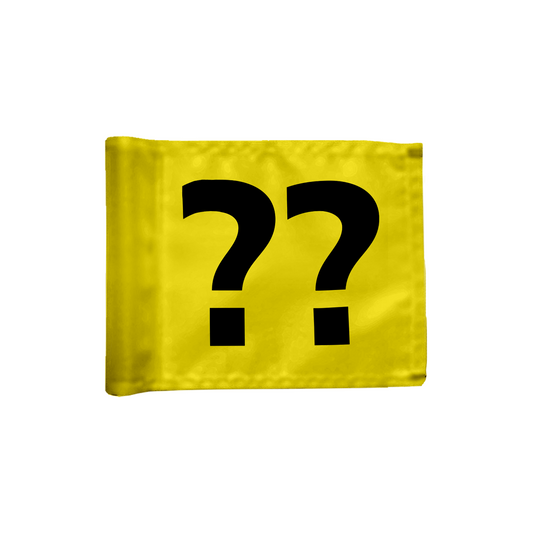 Styckvis puttinggreen flagga enkelsidig i gul med valfritt hålnummer, 200 gram flaggduk