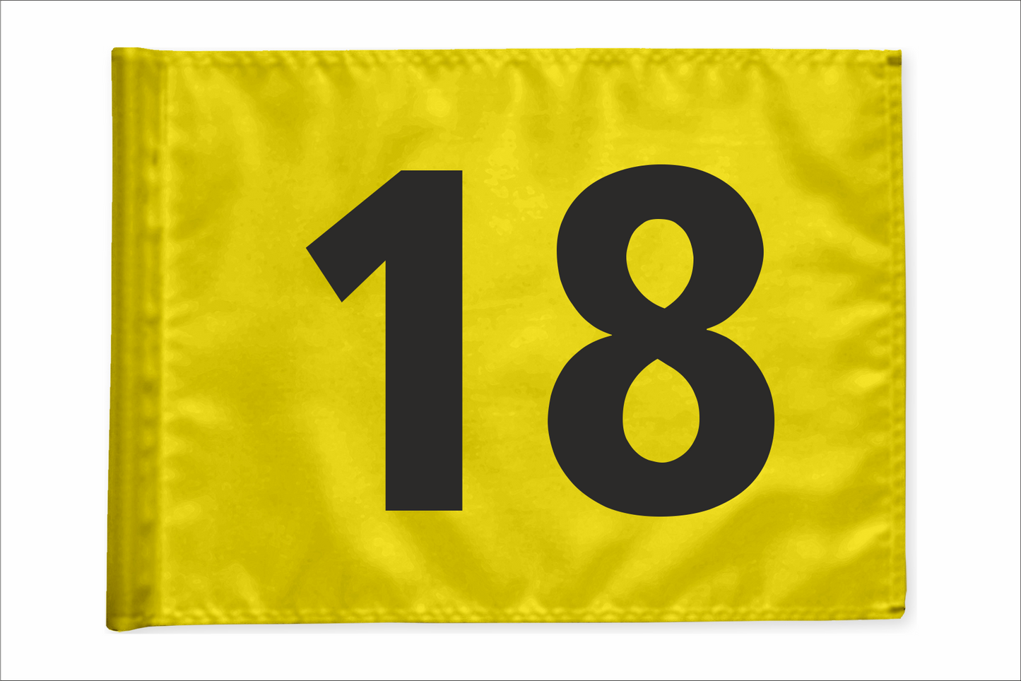 Styckvis golf flagga i gul med valfritt hålnummer, 200 gram flaggduk