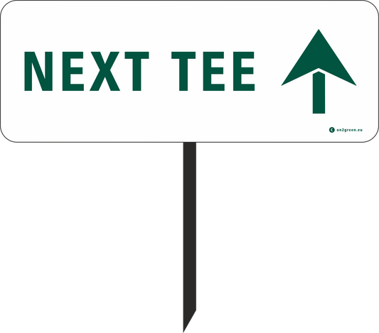 Golfskylt: NEXT TEE + pil upp