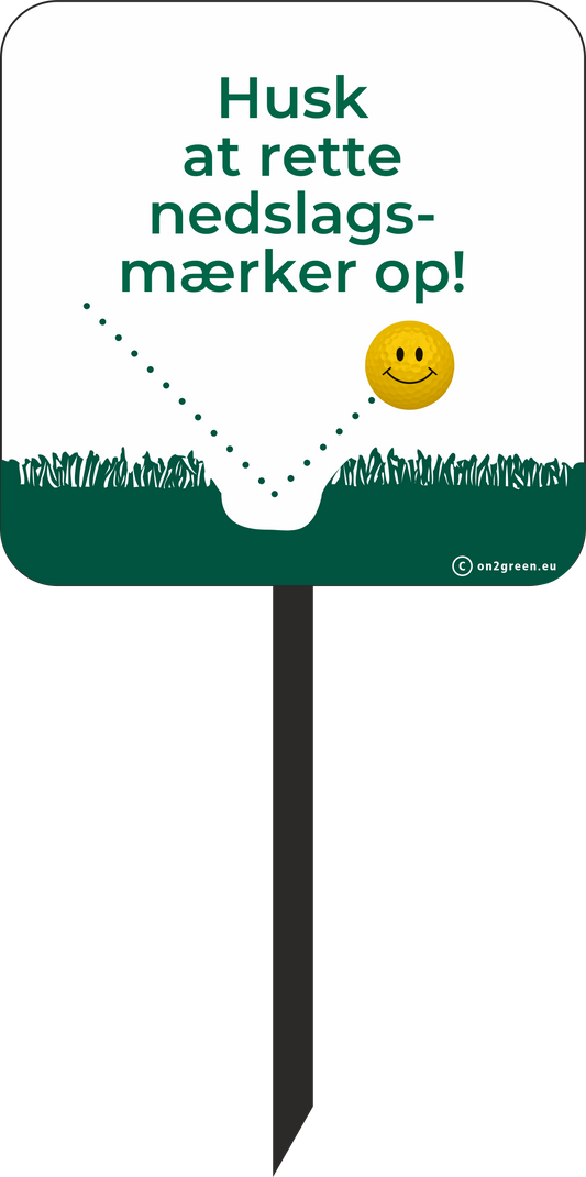 Golfskylt art. 52: "Laga ditt nedslagsmärke" (20x20 cm)