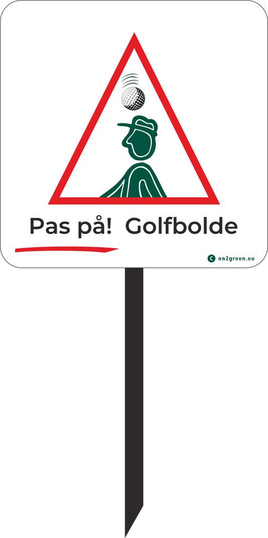 Golfskylt art. 113: "Se upp för golfbollar!" (31x30 cm)