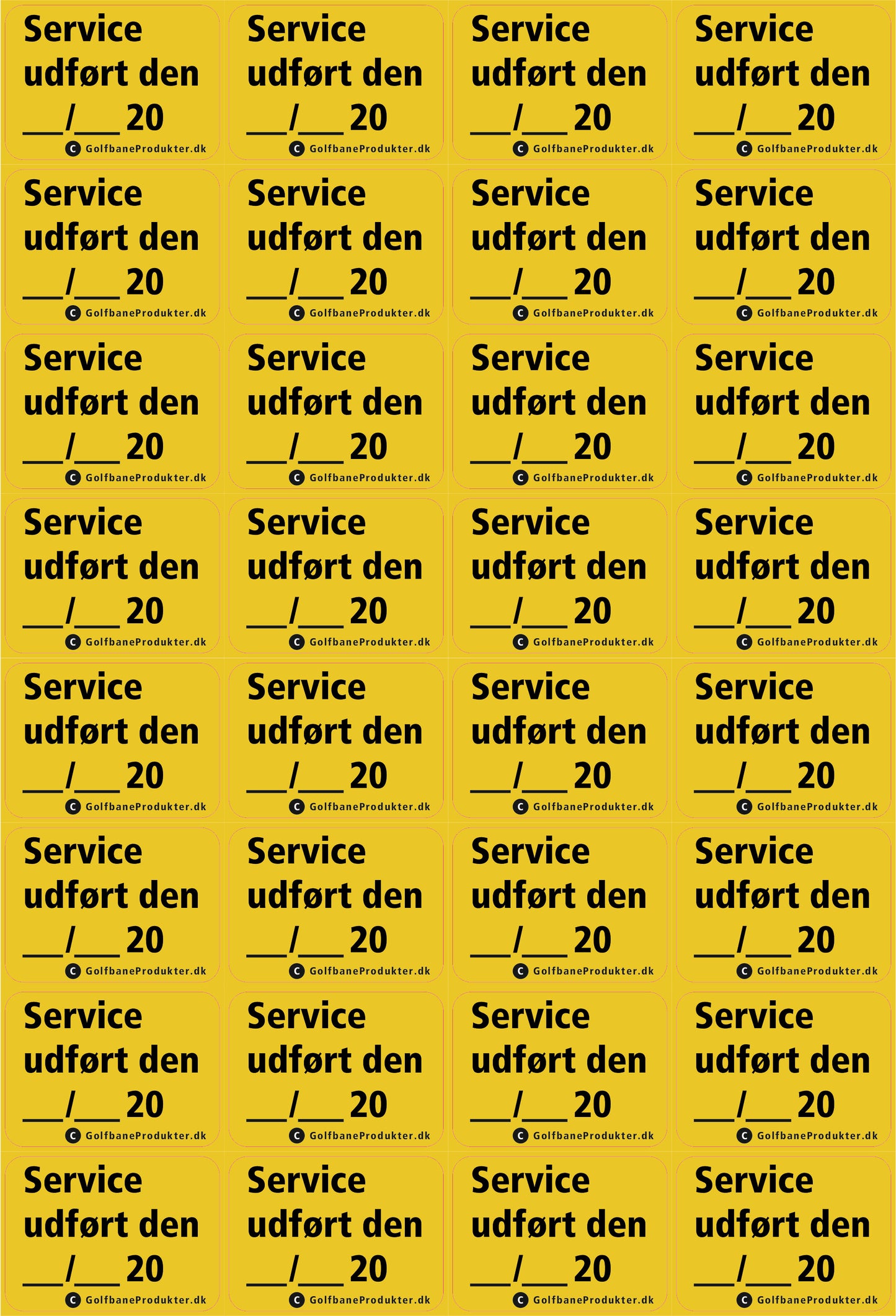 Klistermärke: "Service utförd..."