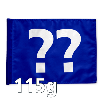 Styckvis golf flagga i blå med valfritt hålnummer, 115 gram flaggduk