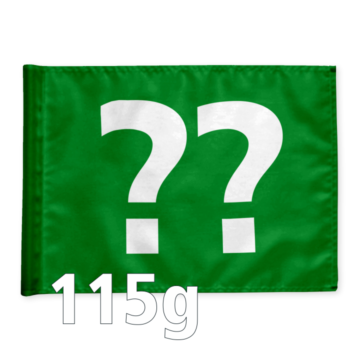 Styckvis golf flagga i grön med valfritt hålnummer, 115 gram flaggduk