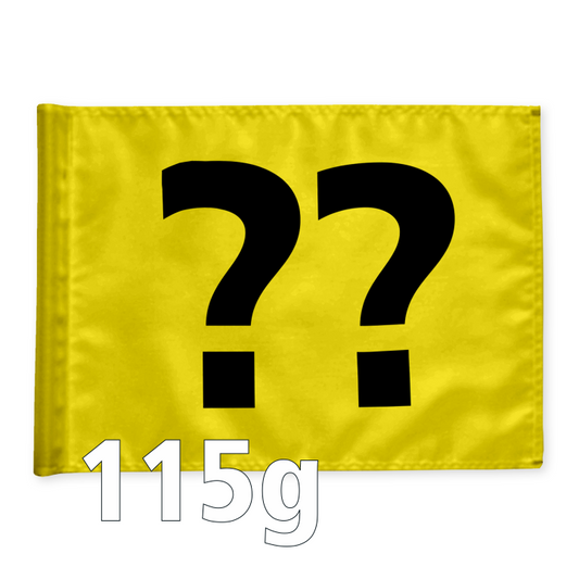 Styckvis golf flagga i gul med valfritt hålnummer, 115 gram flaggduk