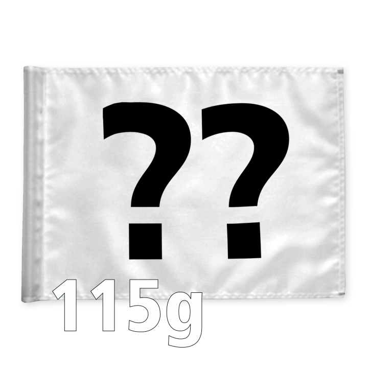Styckvis golf flagga i vitt med valfritt hålnummer, 115 gram flaggduk