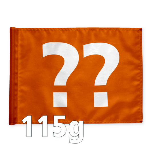 Styckvis golf flagga i orange med valfritt hålnummer, 115 gram flaggduk
