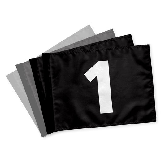 Puttinggreen flagga, enkelsidig, 1-9, svart med vita siffror, 200 gram flaggduk