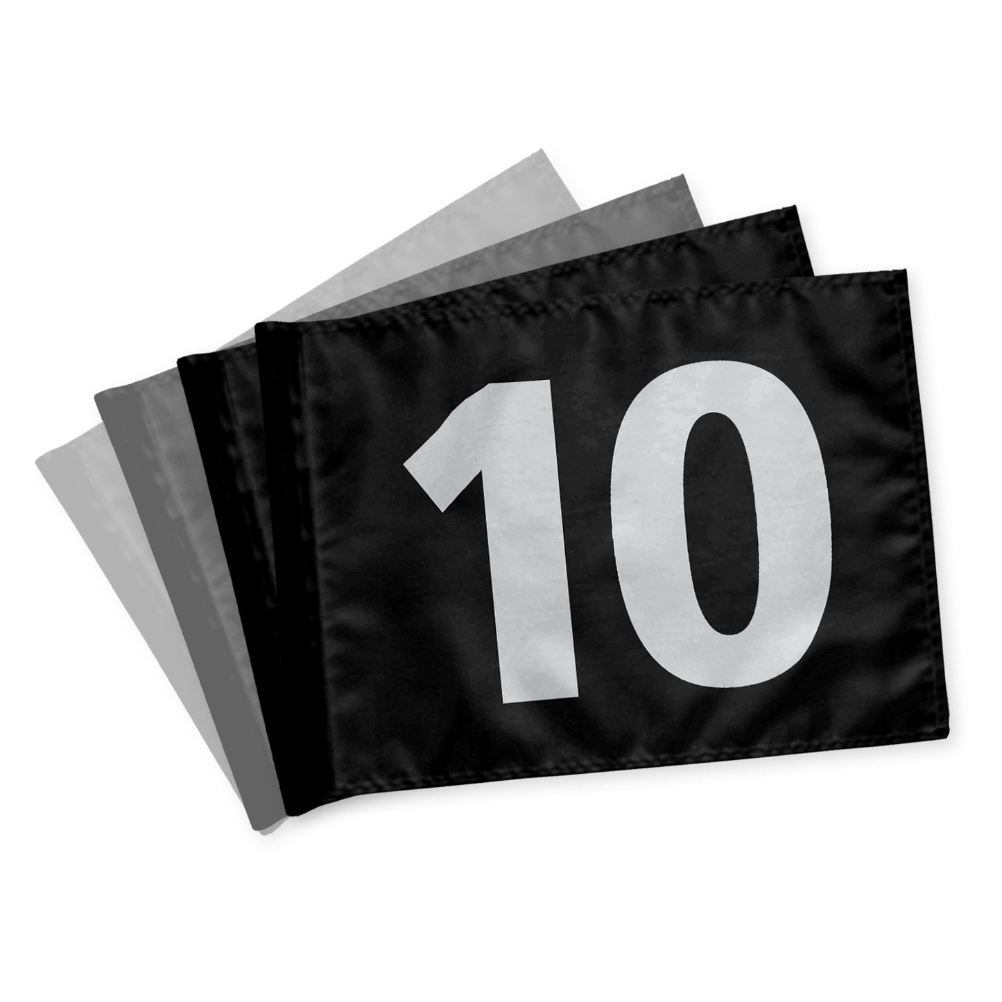 Puttinggreen flagga 10-18, styv, svart med vita siffror, 200 gram flaggduk