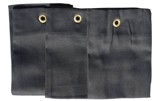 Handduk svart 45x45 cm med mässingsring