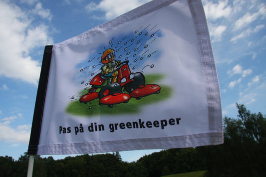 Varningsflagga ”Akta på din greenkeeper”, 200 gram flaggduk