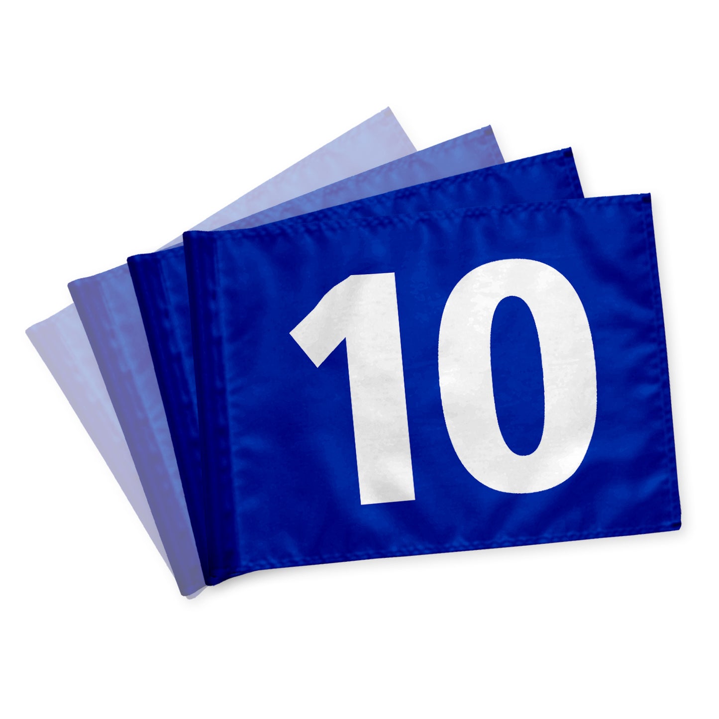 Golf flagga 10-18, blåa med vita siffror, nylon flaggduk 