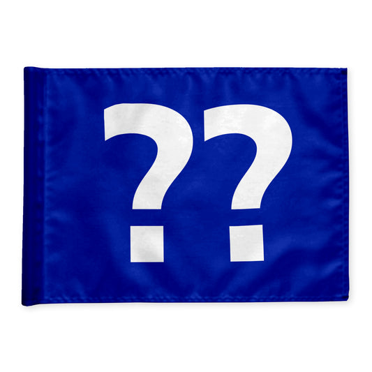 Styckvis golf flagga i blå med valfritt hålnummer, 200 gram flaggduk