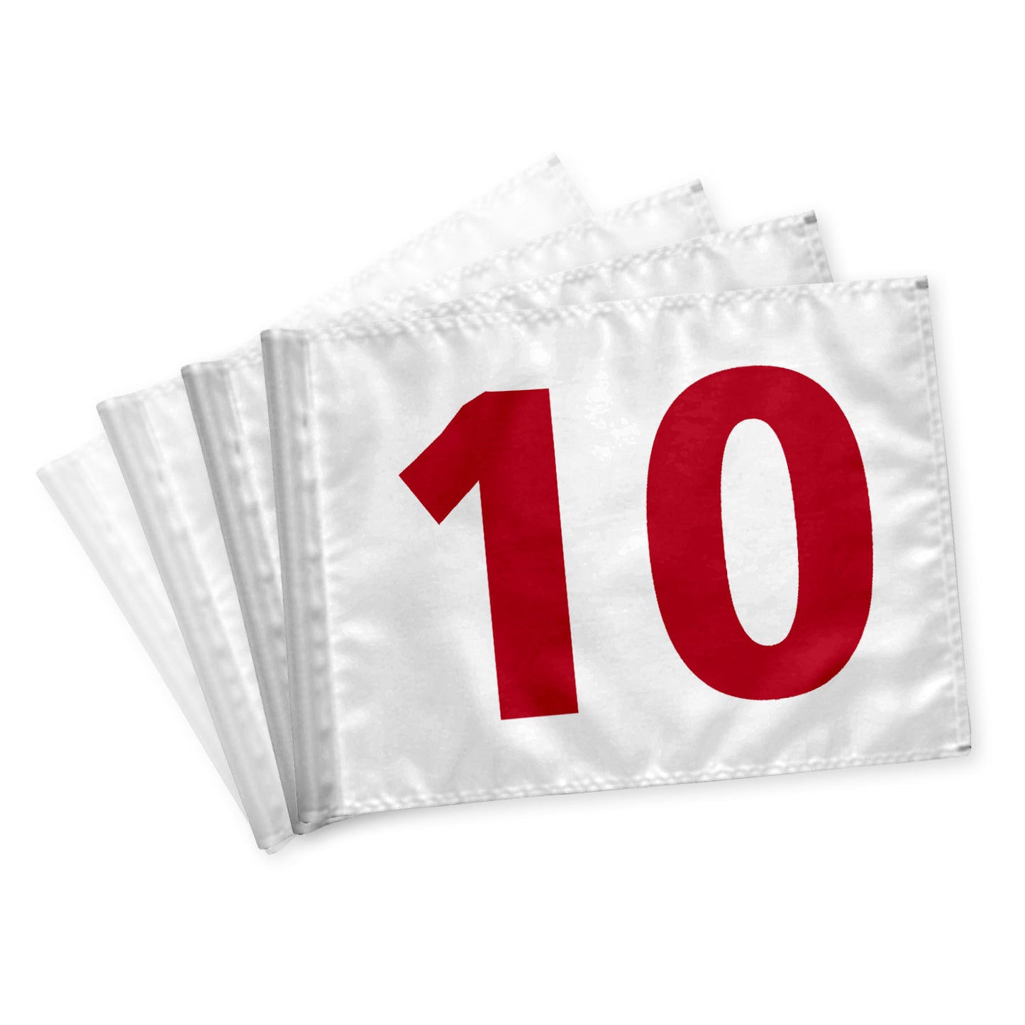 Golfflagga 10-18, vit med röd siffror i 115 gram flaggduk