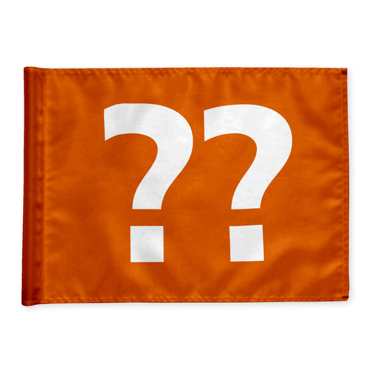 Styckvis golf flagga i orange med valfritt hålnummer, 200 gram flaggduk