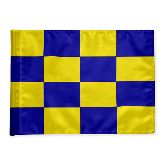 Golfflagga rutig gul/blå, 115 gram flaggduk