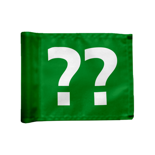 Styckvis Adventure Golf flagga i grön med valfritt hålnummer, styv, 200 gram flaggduk