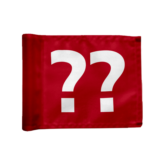 Styckvis Adventure Golf flagga i röd med valfritt hålnummer, 200 gram flaggduk