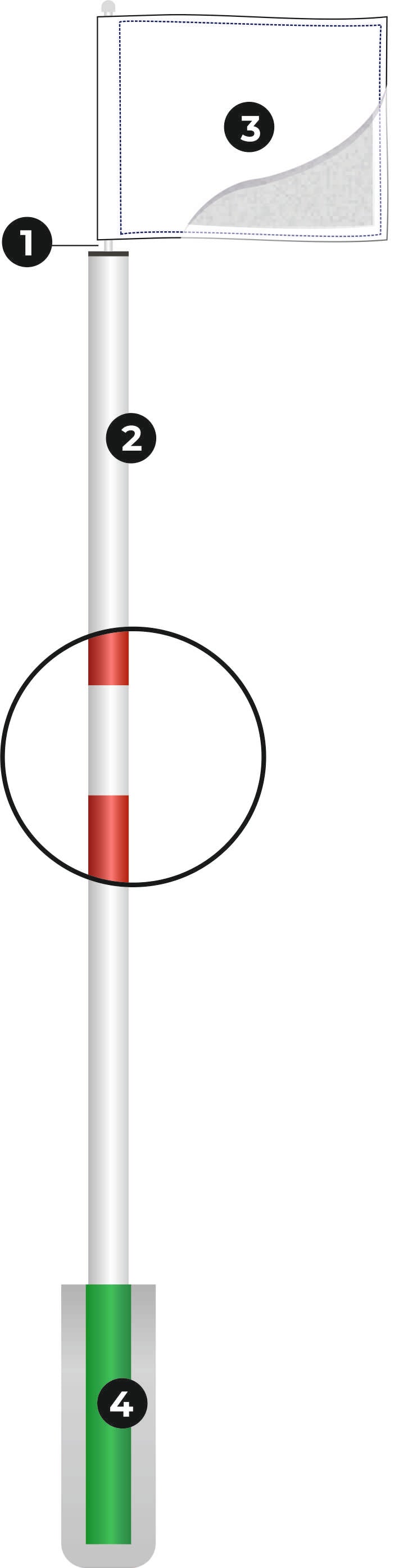 Big Fat Flagstick with white flag