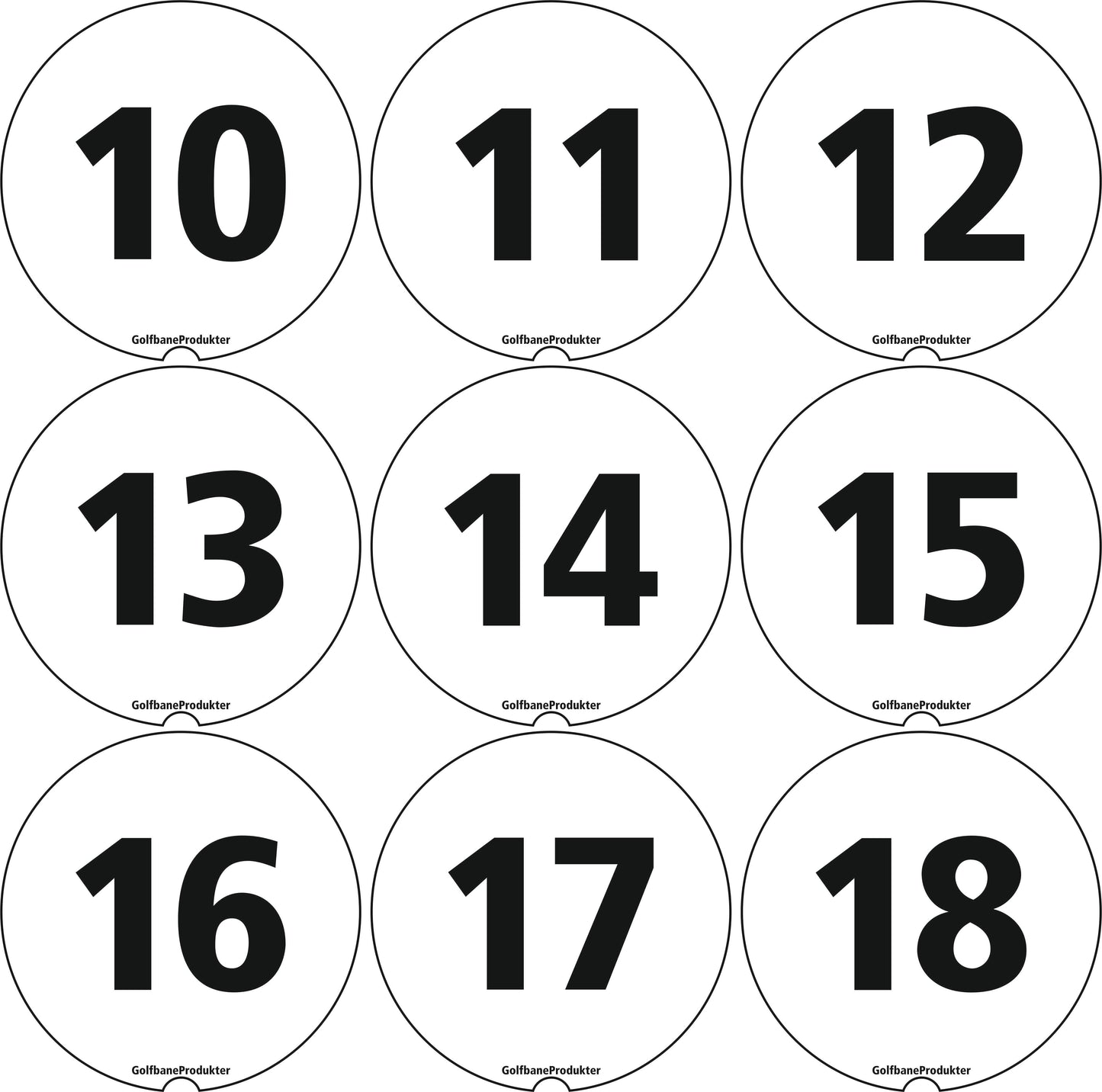 Stickers 10-18 for Round Putting Green Flag