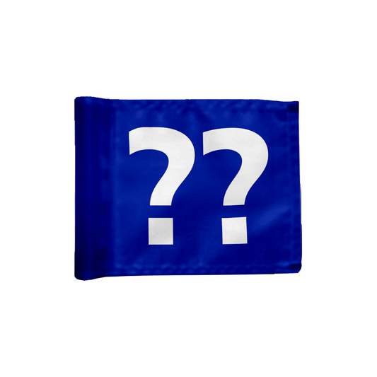 Styckvis puttinggreen flagga enkelsidig i blå med valfritt hålnummer, 200 gram flaggduk