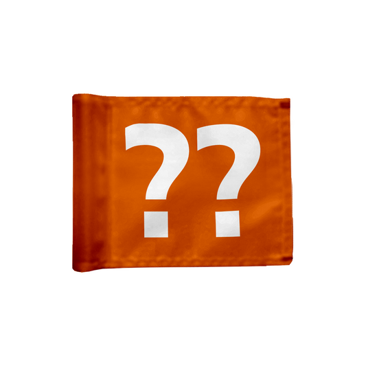 Styckvis puttinggreen flagga enkelsidig i orange med valfritt hålnummer, 200 gram flaggduk