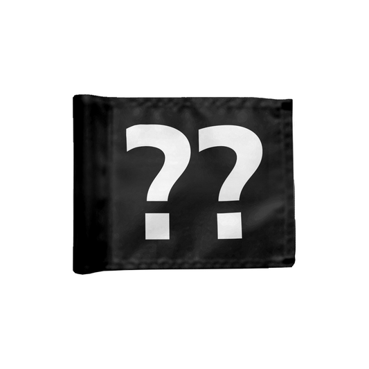 Styckvis puttinggreen flagga enkelsidig i svart med valfritt hålnummer, 200 gram flaggduk